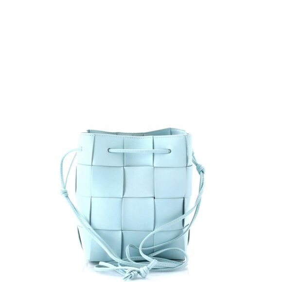 Bottega Veneta Cassette Bucket Bag Maxi Intrecciato Leather Small Blue - Picture 3 of 6